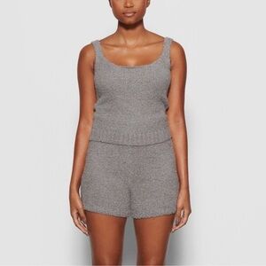 Skims Shorts Women's 2X 3X Gray Smoke Cozy Knit Sherpa High Rise Lounge Pull On